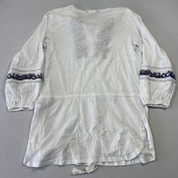 Lauren Ralph Lauren Womens V-Neck Tunic Embroidered Cotton 3/4 Sleeve White Sz S - Picture 9 of 9